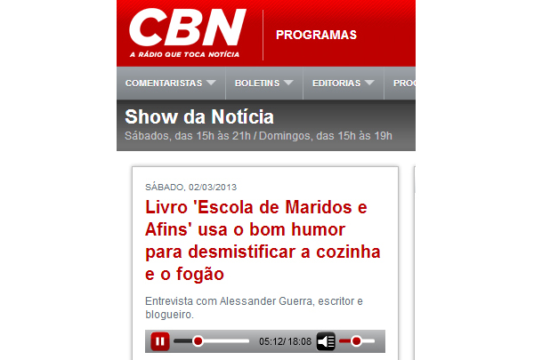 CBN Home - Livro Escola de Maridos & Afins na rádio CBN